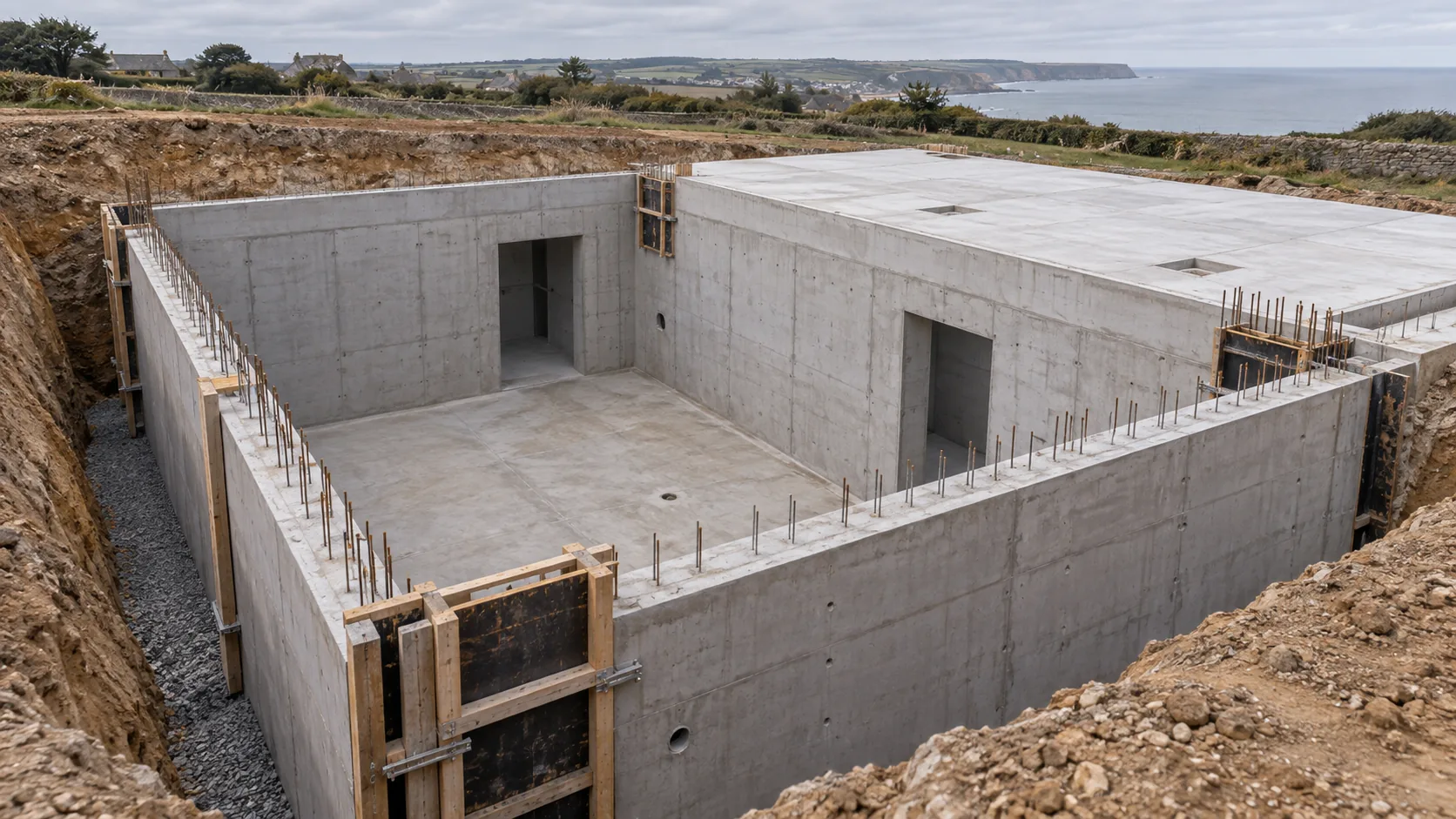 Illustration de principe d’une structure de bunker en béton maçonné