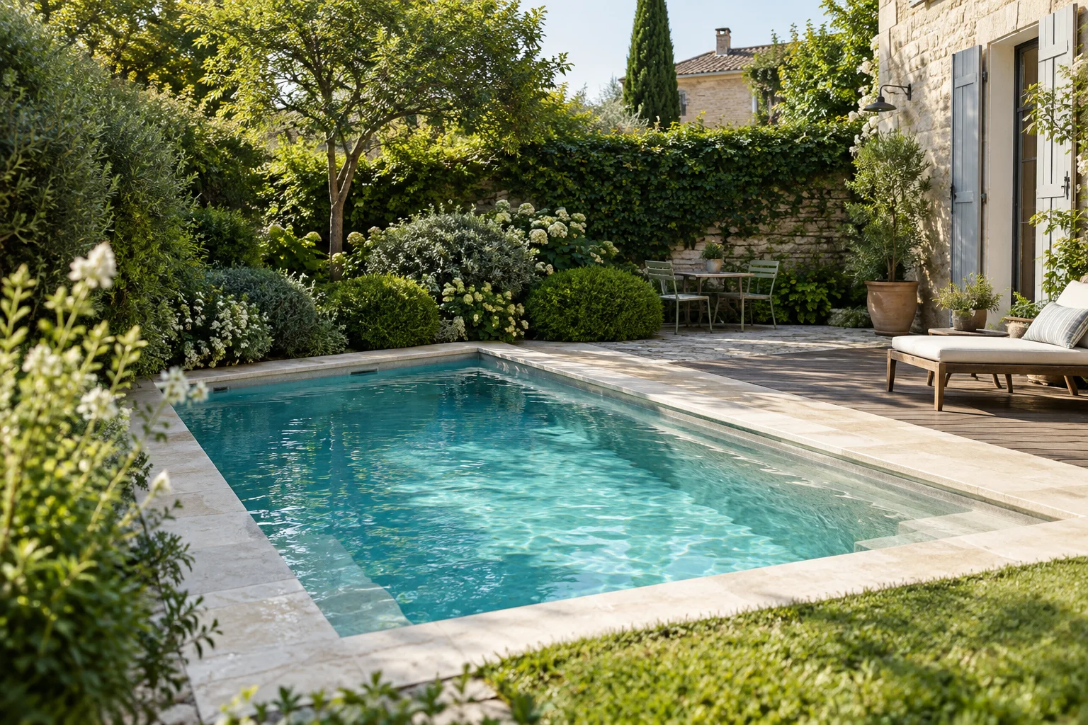 Inspiration de piscine dans un jardin — illustration générée